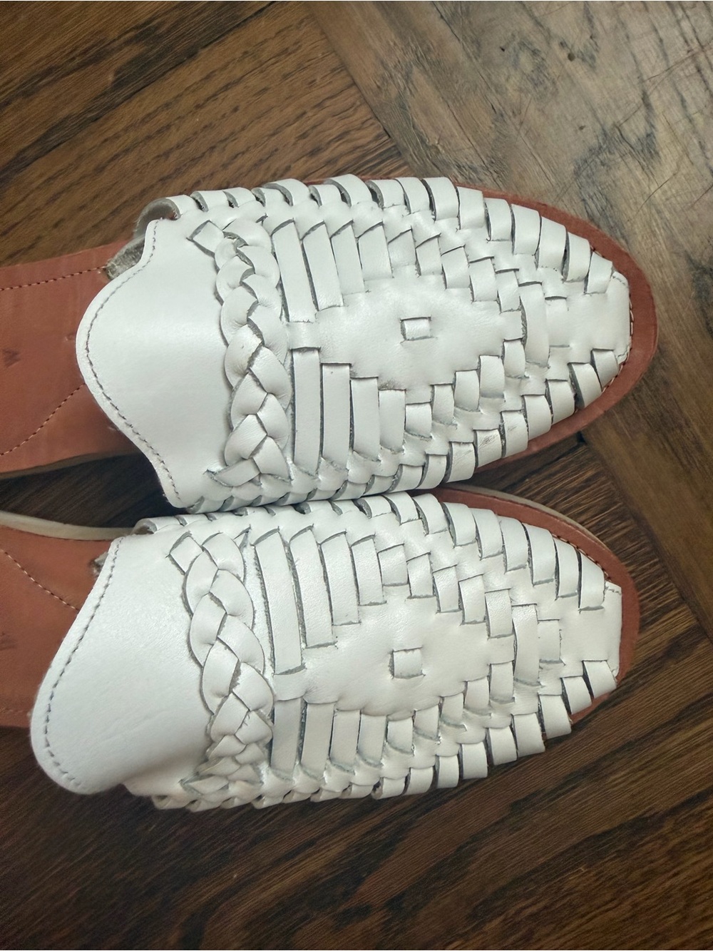Espiritu Woven Leather Huarache Mule Slip ons White Size 8 - Picture 5 of 6